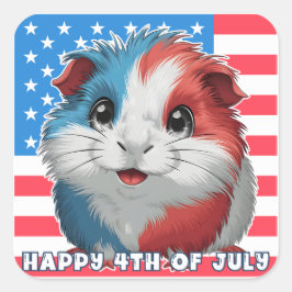 7月4日かわいいモルモットのステッカーシート スクエアシール