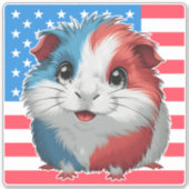 7月4日かわいいモルモットのステッカー シール (正面)