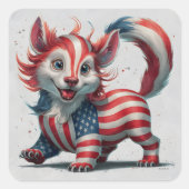 7月4日かわいい動物 スクエアシール (正面)