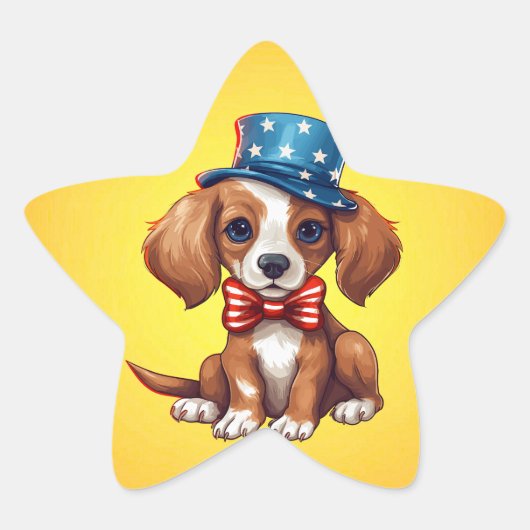 7月4日かわいい子犬–71009 星シール (正面)