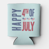 7月4日かわいい愛国心のある米国アメリカ国旗 缶クーラー (正面)
