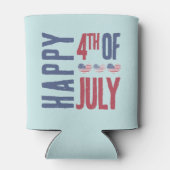 7月4日かわいい愛国心のある米国アメリカ国旗 缶クーラー (裏面)
