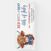 7月4日かわいい赤白青愛国の牛 横断幕 (縦)