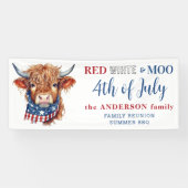 7月4日かわいい赤白青愛国の牛 横断幕 (横)