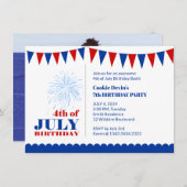 7月4日こどもの誕生日会の招待状 招待状 (正面/裏面)