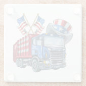 7月4日ごみトラックおかしなシャツ男女 ガラスコースター (裏面)