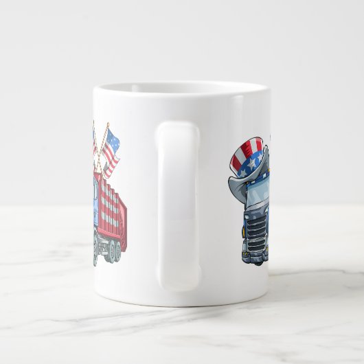 7月4日ごみトラックおかしなシャツ男女 ジャンボコーヒーマグカップ (裏面)