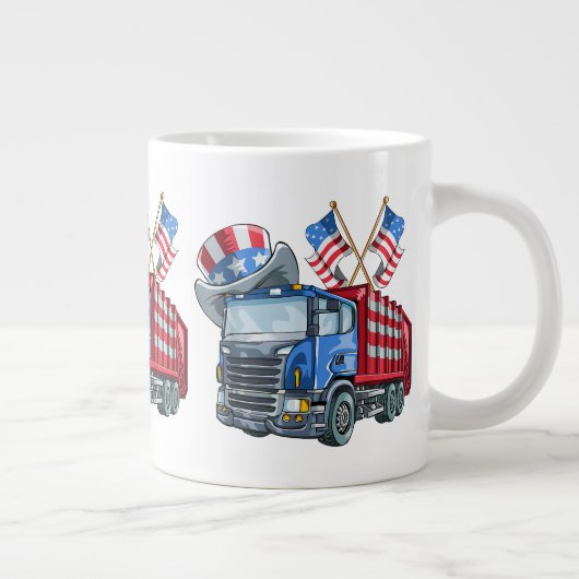 7月4日ごみトラックおかしなシャツ男女 ジャンボコーヒーマグカップ (右)