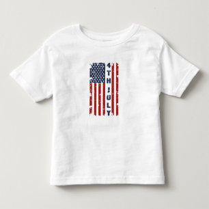 7月4日と米国国旗の破れ トドラーTシャツ
