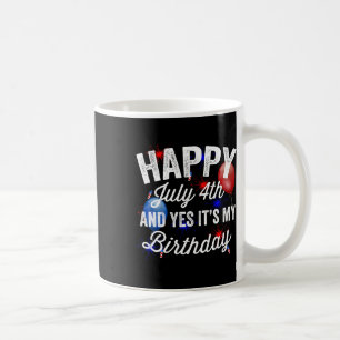 7月4日とYes私の誕生日独立記念日 コーヒーマグカップ
