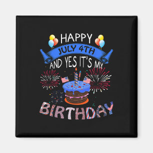 7月4日とYes私の誕生日独立記念日 マグネット