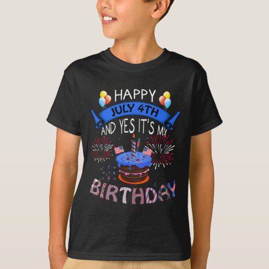7月4日とYes私の誕生日独立記念日 Tシャツ (正面)