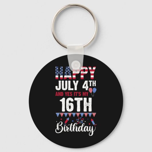 7月4日とYes私の16誕生日アメリカのFl キーホルダー (正面)