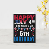 7月4日とYes私の5誕生日のアメリカンパット カード (黄色い花)