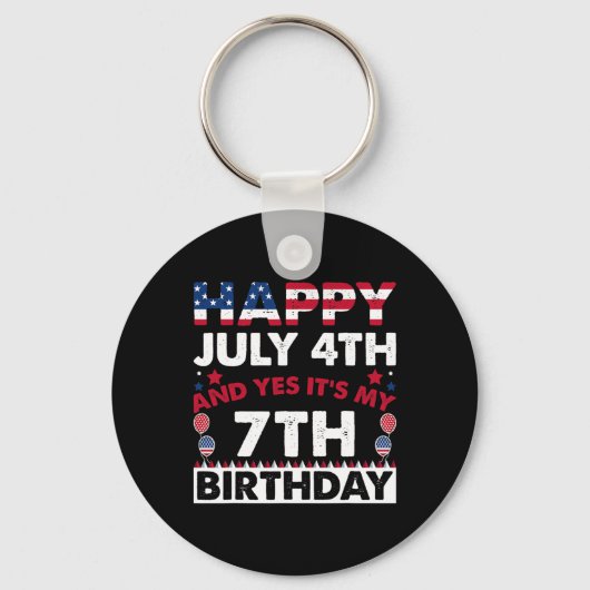 7月4日とYes私の7誕生日独立 キーホルダー (正面)