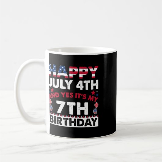 7月4日とYes私の7誕生日独立 コーヒーマグカップ (左)