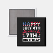 7月4日とYes私の7誕生日独立 マグネット (正面/裏面)