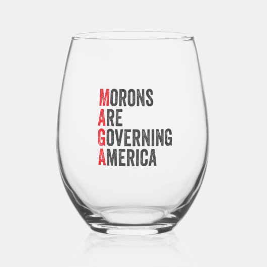 7月4日にアメリカを統治するモロン ステムなしワイングラス (裏面)
