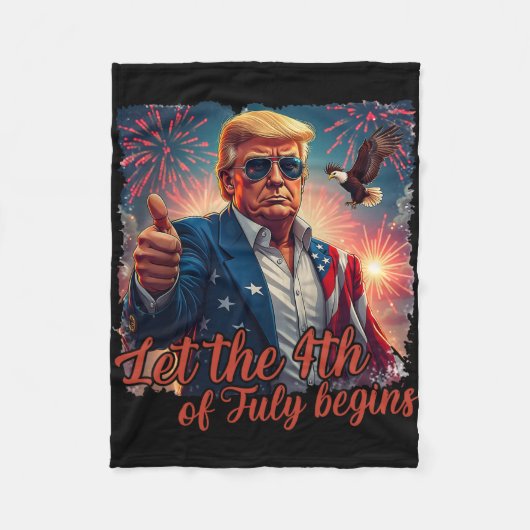 7月4日にトランプ愛国者おもしろいFを始める フリースブランケット (正面)