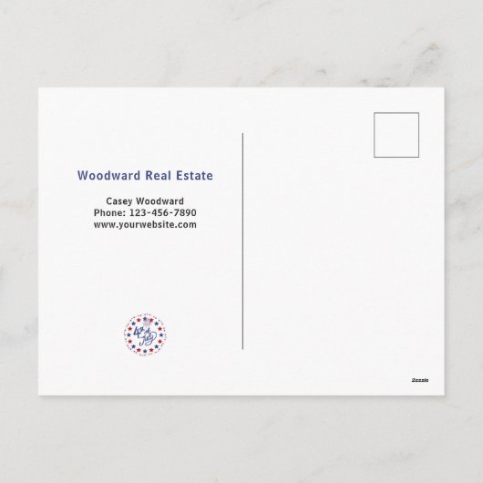 7月4日にビジネスを輝かせてくれてありがとう シーズンポストカード (裏面)