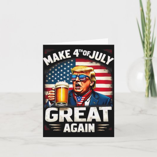 7月4日に再びトランプ素晴らしビール飲み物 カード (正面)
