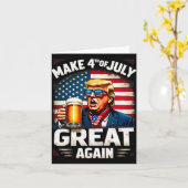 7月4日に再びトランプ素晴らしビール飲み物 カード (黄色い花)