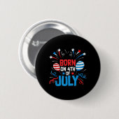 7月4日に生まれた 独立記念日 アメリカ国旗 缶バッジ (正面&裏面)