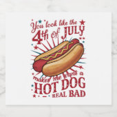 7月4日に見るとホットドッグが欲しい ビールラベル (シングルラベル)