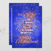 7月4日のお祝いのバーベキューの招待状 招待状 (正面/裏面)