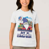 7月4日のお祝いの喜び トライブレンドTシャツ (正面)