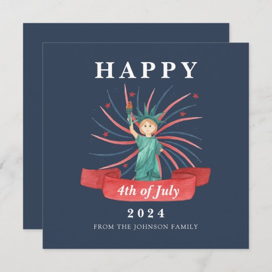 7月4日のかわいい自由の女神 シーズンカード (正面/裏面)