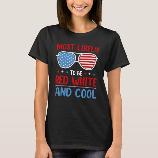 7月4日のかわいい赤いWhit Tシャツ (正面)