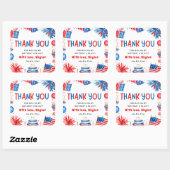 7月4日のかわいい赤白青誕生日ありがとう スクエアシール (シート)