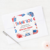 7月4日のかわいい赤白青誕生日ありがとう スクエアシール (封筒)