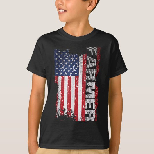 7月4日のためのアメリカ国旗を持つ農家 Tシャツ (正面)