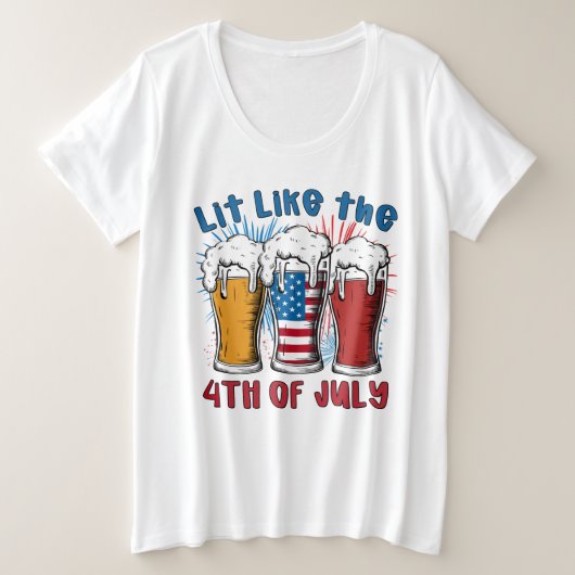 7月4日のように点灯する プラスサイズTシャツ (デザイン正面)