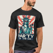 7月4日のアメリカの自由の女神のパーティー Tシャツ (正面)