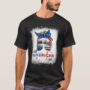 7月4日のアメリカ人女性メッシーバン愛国心 Tシャツ