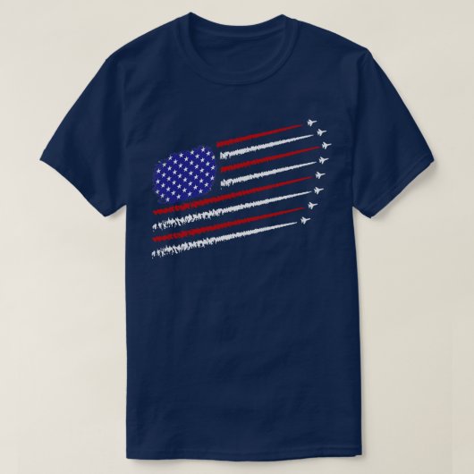 7月4日のアメリカ合衆国と戦闘機ジェット Tシャツ (デザイン正面)