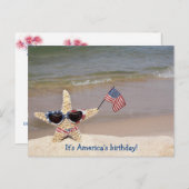 7月4日のアメリカ国旗を持つヒトデ ポストカード (正面/裏面)