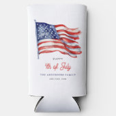7月4日のアメリカ愛国国旗 スリム缶クーラー (正面)