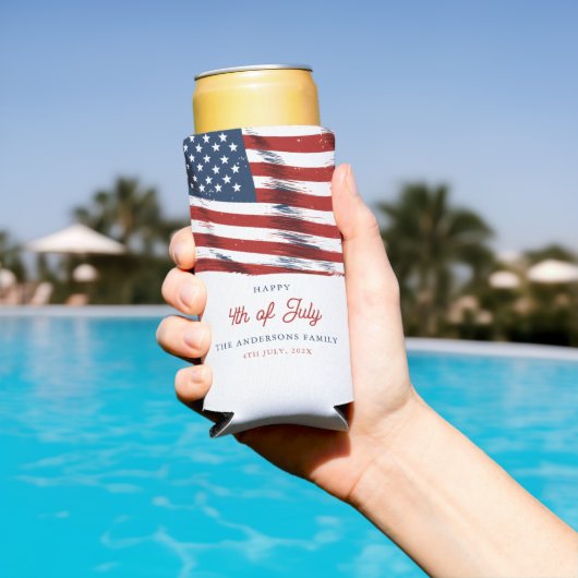 7月4日のアメリカ愛国国旗 スリム缶クーラー (インサイチュ プール)