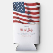 7月4日のアメリカ愛国国旗 スリム缶クーラー (裏面)
