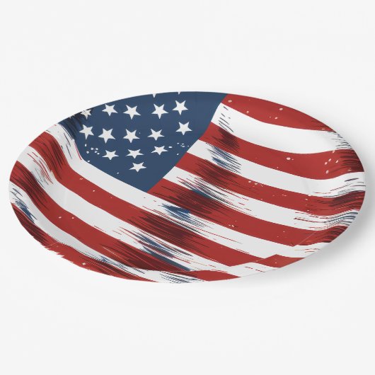 7月4日のアメリカ愛国国旗 ペーパープレート (アングル)