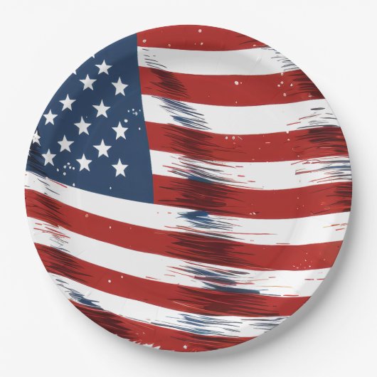 7月4日のアメリカ愛国国旗 ペーパープレート (正面)