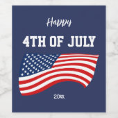 7月4日のアメリカ愛国国旗 ワインラベル (シングルラベル)