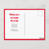 7月4日のアメリカ愛国的独立を祝う ポストカード (裏面)
