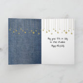 7月4日のコーギー犬が青いジーンズのショーツを履いている カード (内部)