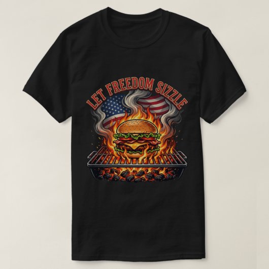 7月4日のサマー・バーベキュー・バーガー・グリル Tシャツ (デザイン正面)
