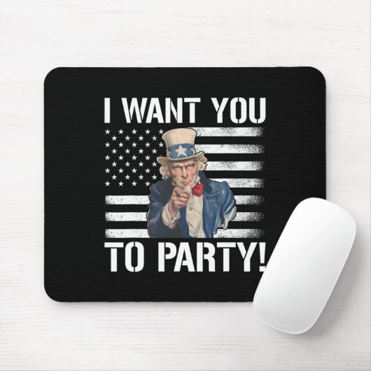 7月4日のサムおじさんおもしろいにパーティーして欲しい マウスパッド (マウス)